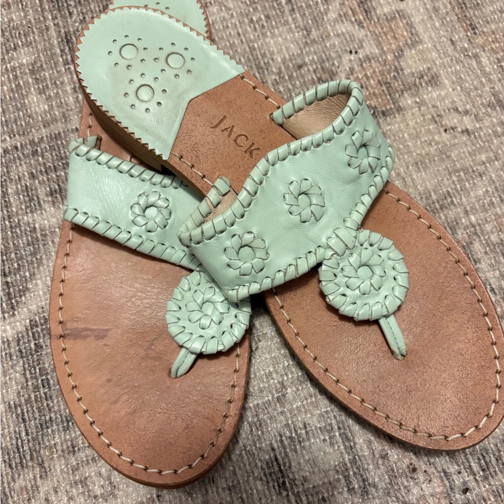 Jack Rogers Women's Light Green and Tan Sandals